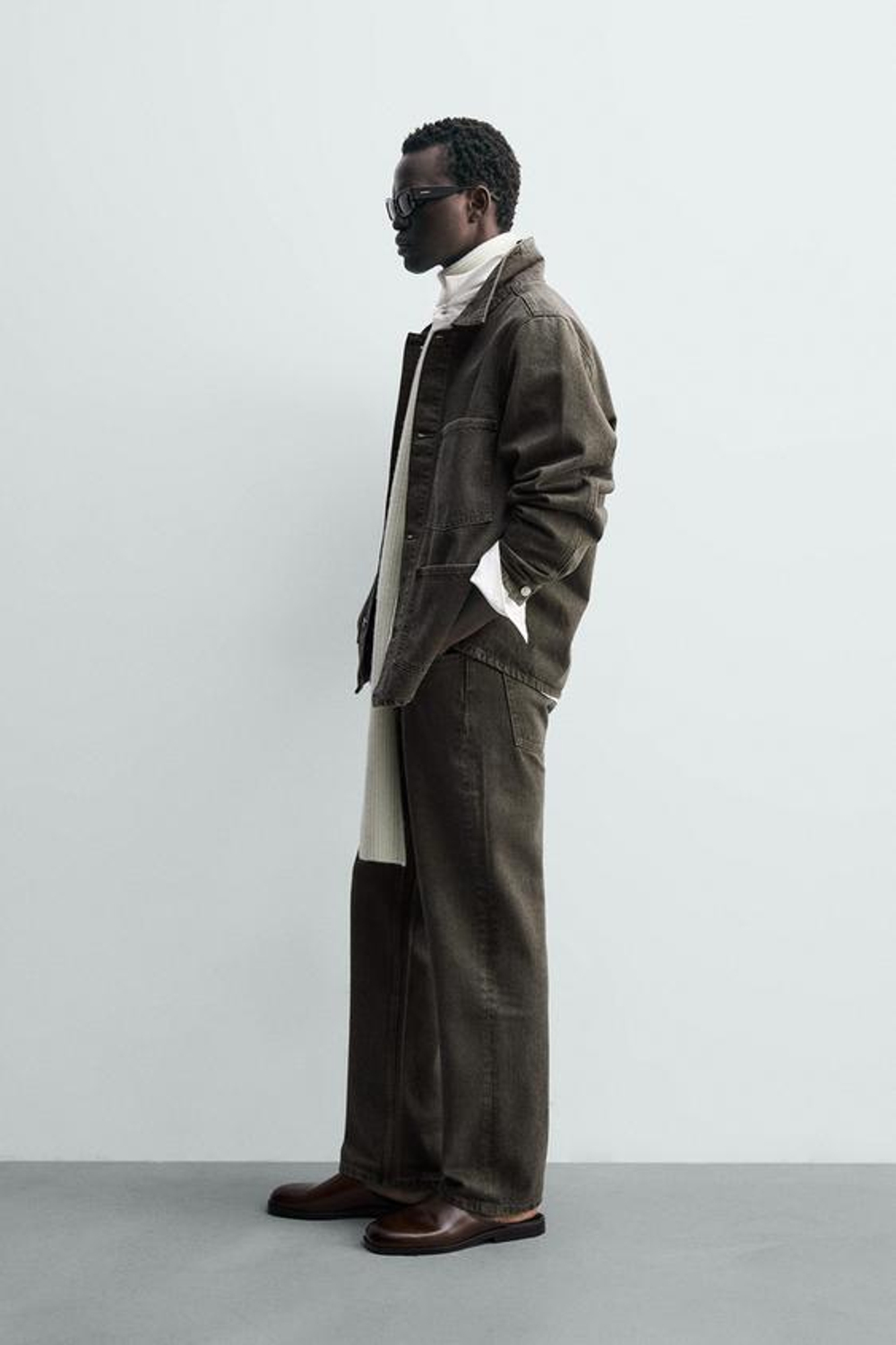 ZARA ДЖИНСЫ STRAIGHT FIT, ТЕМНЫЙ ХАКИ