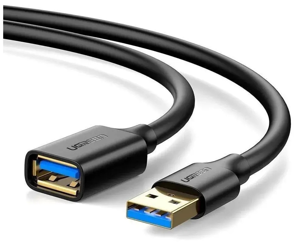Удлинитель кабеля USB 3.0 Ugreen US129 30127 USB-A 3.0(M) to USB-A 3.0(F) 3 м, преимум качество, черный