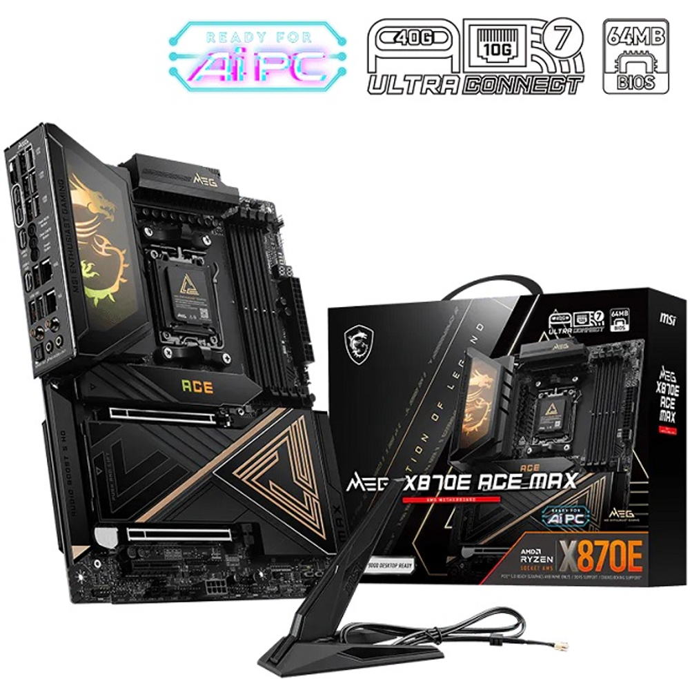 Материнская плата MSI MEG X870E ACE MAX (AM5/AMD X870E/4xDDR5/2xPCI-Ex16/5xM.2/SB/Wi-Fi/BT/GLAN/HDMI/2xUSB4 Type-C/ATX)