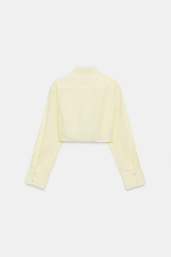 ZARA УКОРОЧЕННАЯ РУБАШКА ИЗ ПОПЛИНА В ПОЛОСКУ, РАЗНОЦВЕТНЫЙ