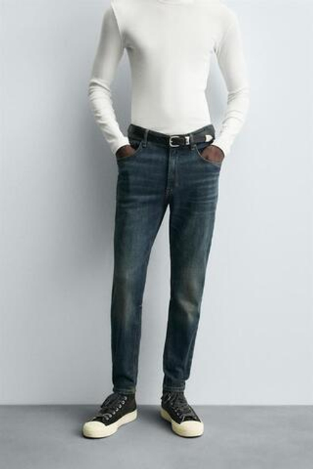 ZARA УКОРОЧЕННЫЕ ДЖИНСЫ SKINNY, СИНИЙ