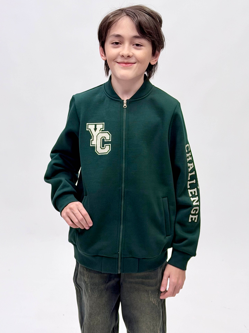 Бомбер трикотажный с начесом для мальчика 9-18 лет Fleur de Vie