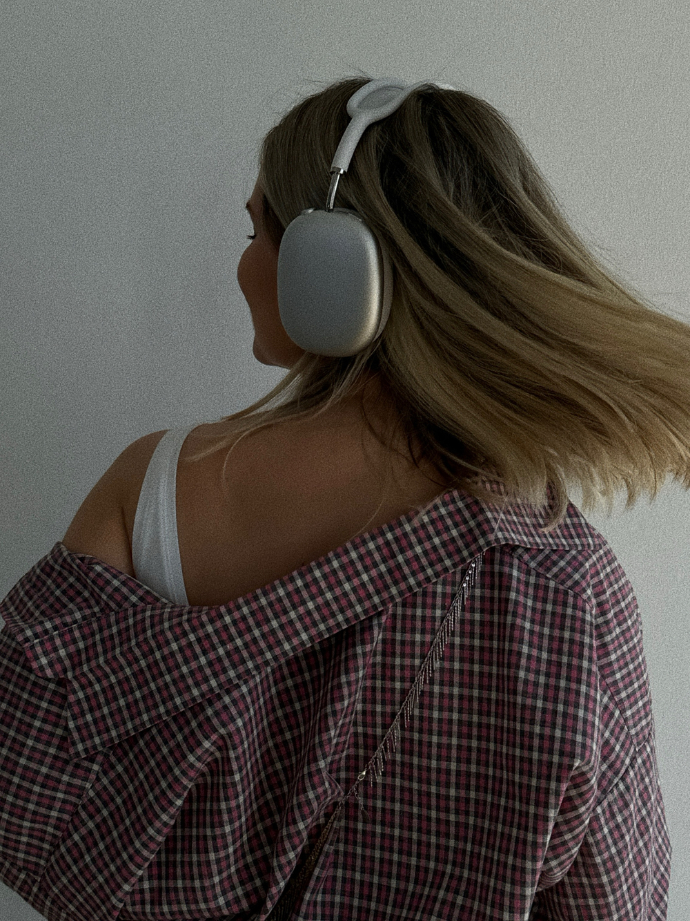 Рубашка в клетку нежно-розовая