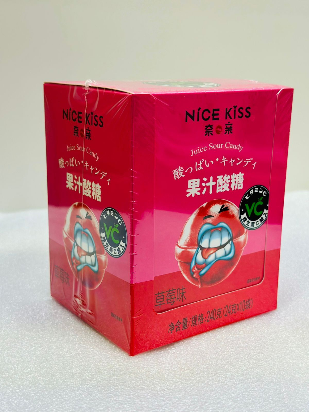 Кислые конфеты NICE KISS со вкусом клубники 24 гр по 10шт