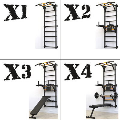 Шведская стенка Record X, без опоры, турник Классик, черный (X1)