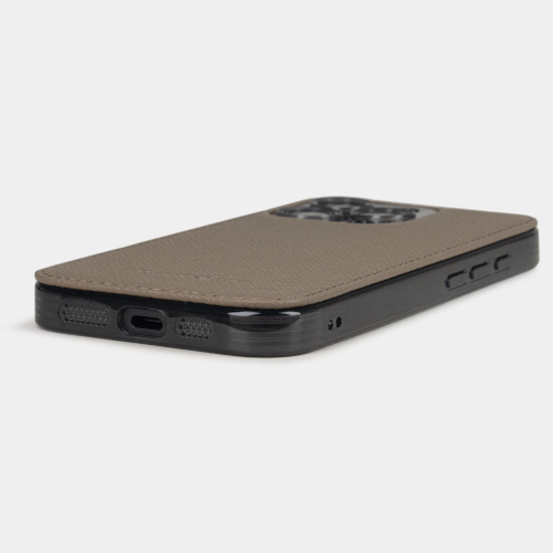 Чехол для iPhone 16 Pro из кожи сафьяно, бежевого цвета