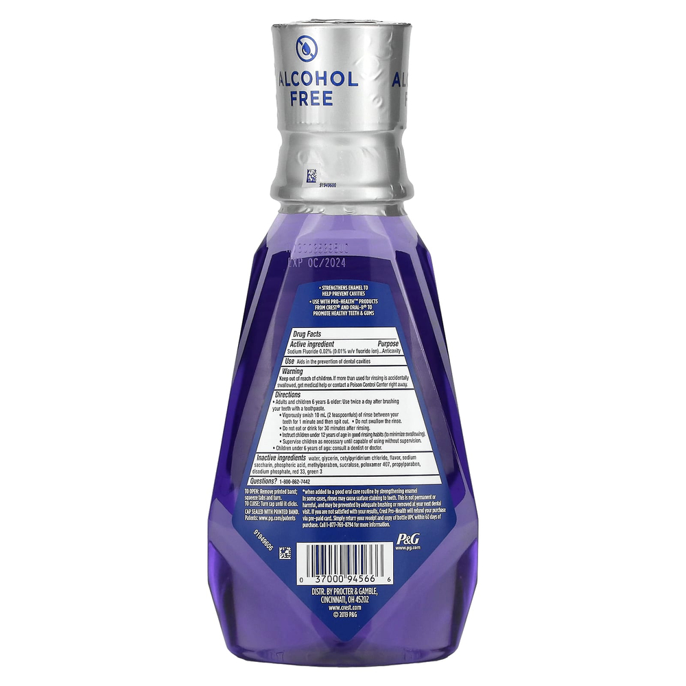 Crest, Pro Health Advanced, жидкость для полоскания рта с эмалью, с фтором, без спирта, 500 мл (16,9 жидк. унц.)