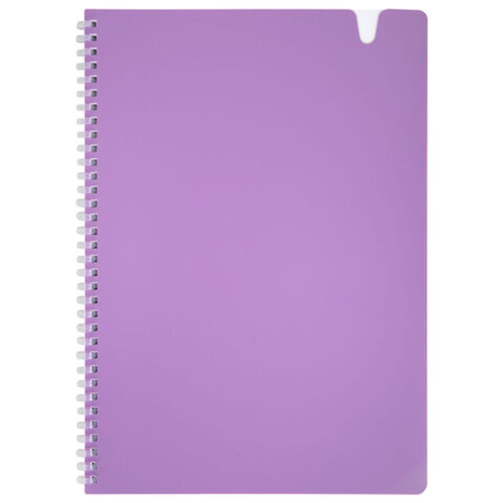 Тетрадь обложка пластик, А4 80 л., гребень мягкий, вырубка для ручки, клетка, BRAUBERG, сиреневый, 405374