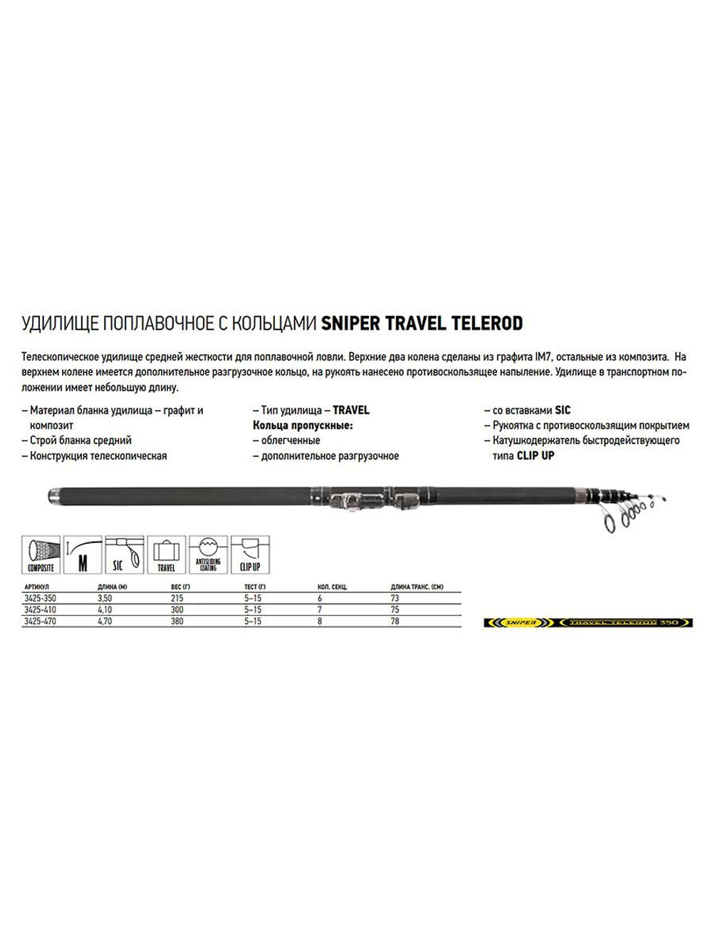 Удилище поплавочное Sniper POLE MEDIUM MF 4м вес 154гр