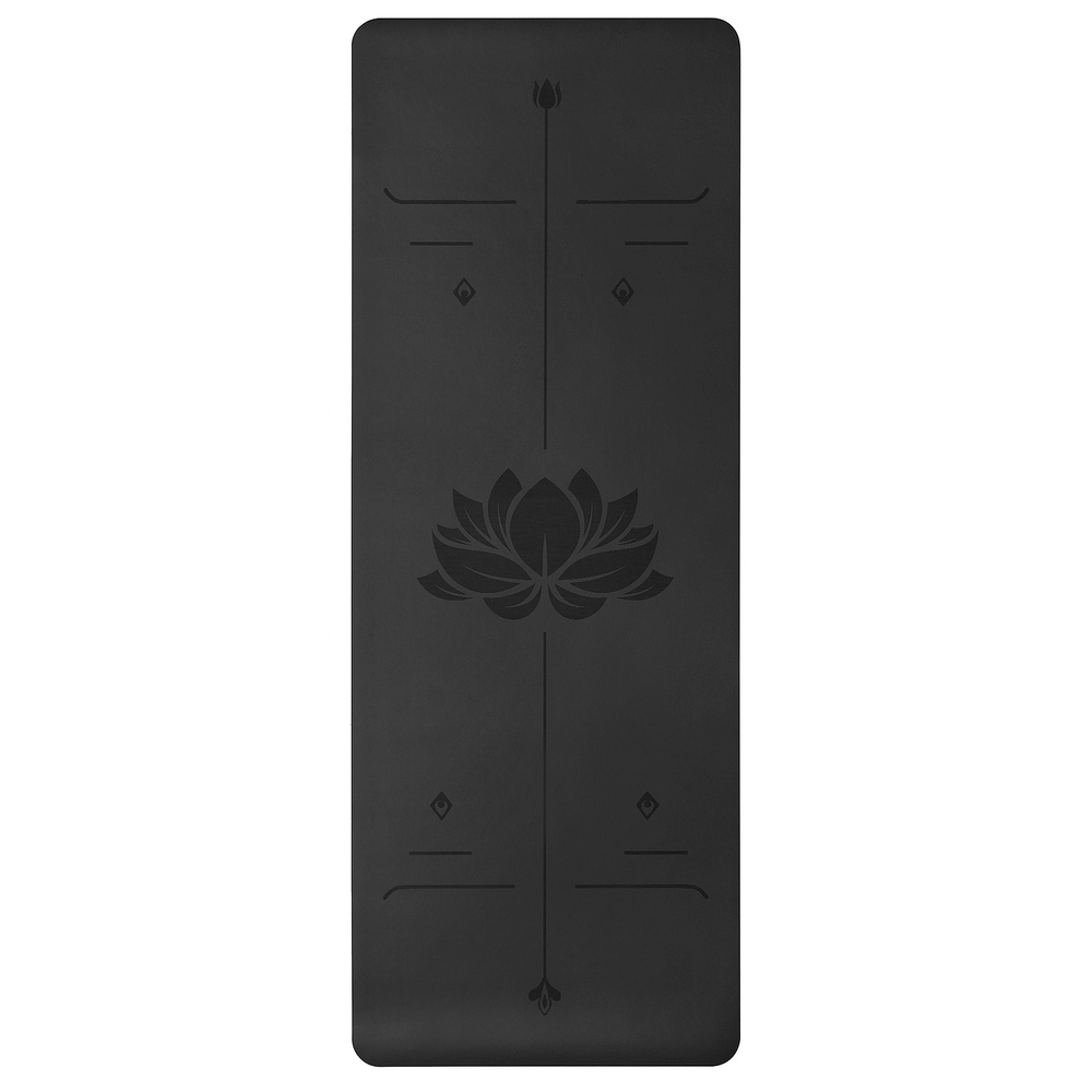 Каучуковый коврик для йоги Lotus Black 185*68*0,5 см нескользящий