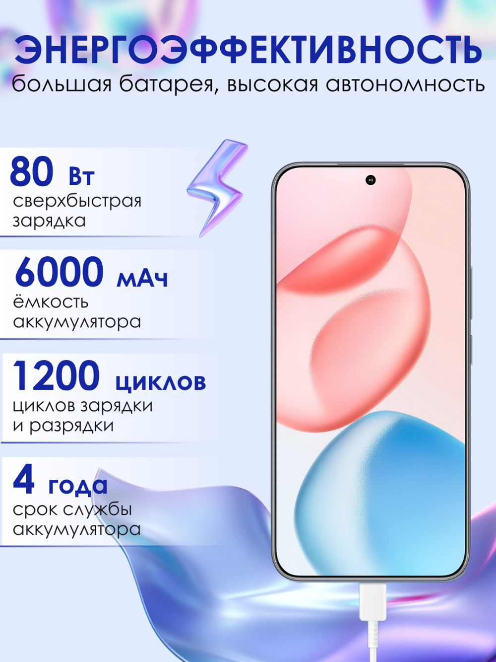 Смартфон HONOR 400 8 ГБ, 256ГБ, Ростест(ЕАС), Android 15, камера 108 Мп, экран 6.55",  NFC, Полночный черный