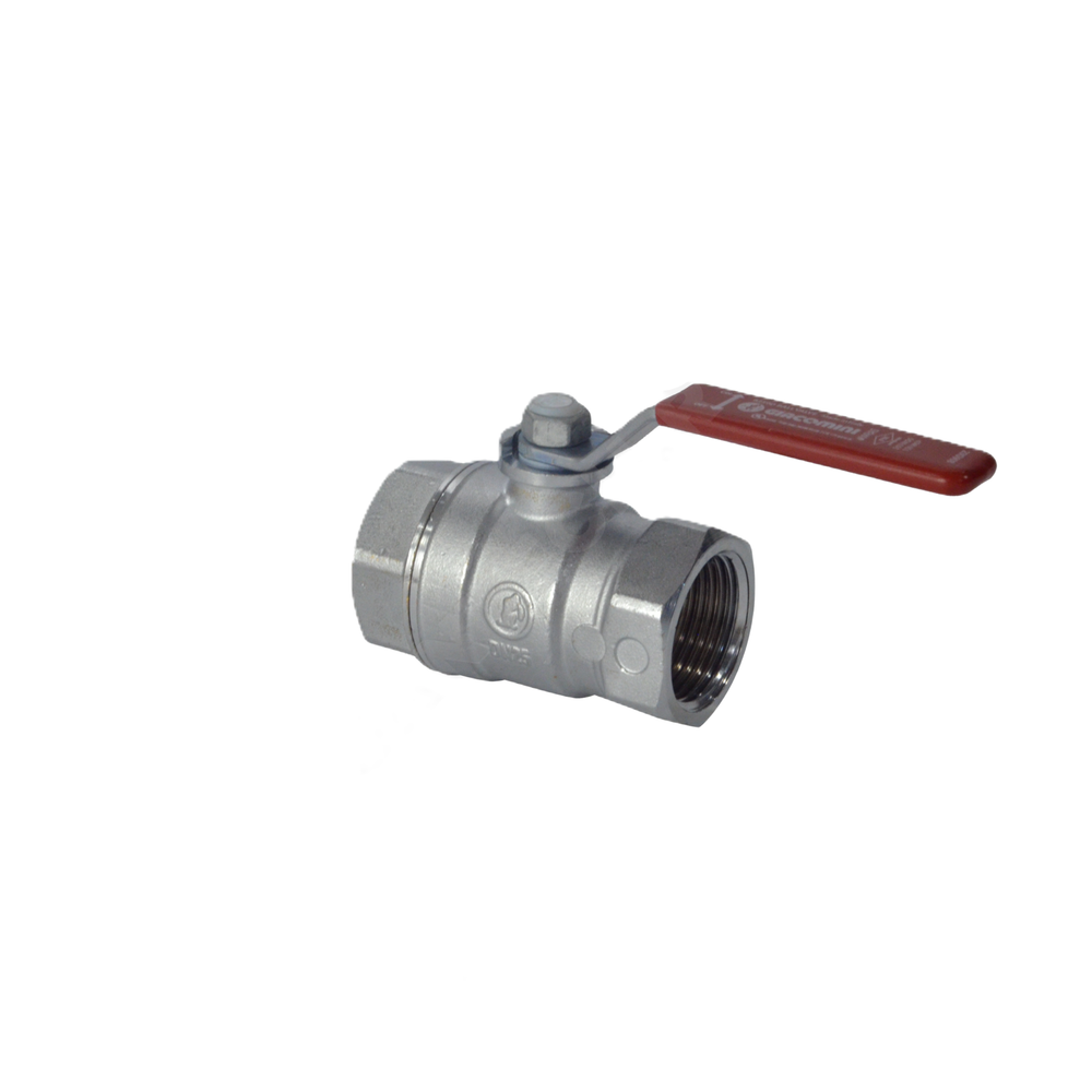 Кран шаровой латунь хром R250D Ду 50 Ру42 ВР рычаг красный Giacomini R250X008