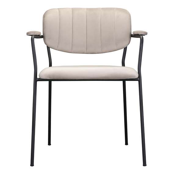 Стул Eirill Arms бежевый велюр с черными ножками