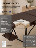 Массажный стол складной с регулировкой высоты Massagecomplekt, 190*70, c изголовьем и подлокотниками, шоколадный