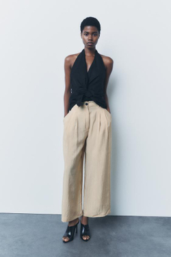 ZARA ТОП НА ЗАПÁХЕ С ГОРЛОВИНОЙ ХАЛТЕР — ZW COLLECTION, ЧЕРНЫЙ