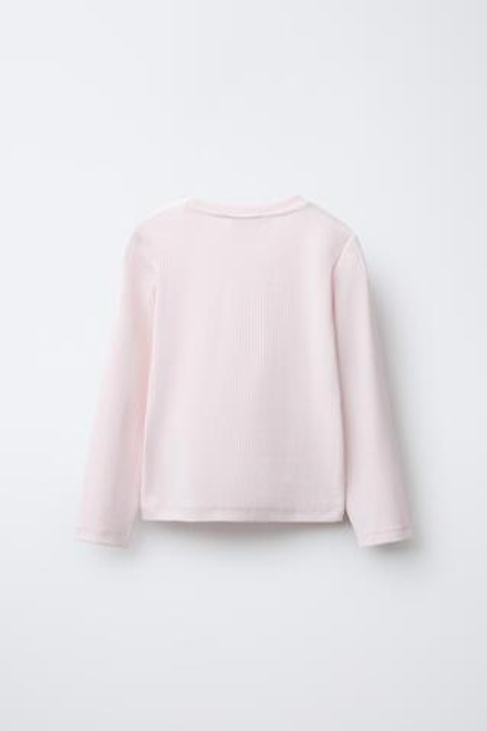 ZARA ОДНОТОННАЯ ФУТБОЛКА В РУБЧИК, РОЗОВЫЙ