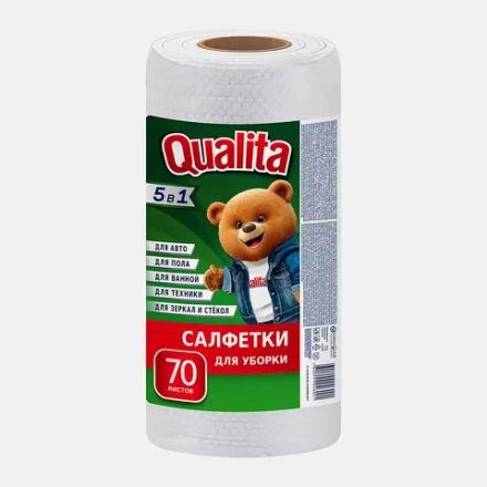 Салфетки Qualita в рулоне вискозные 70шт
