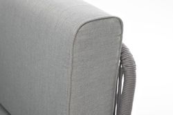 "Канны" угловой модуль плетеный из роупа, каркас алюминий белый шагрень, роуп светло-серый круглый, ткань светло-серая