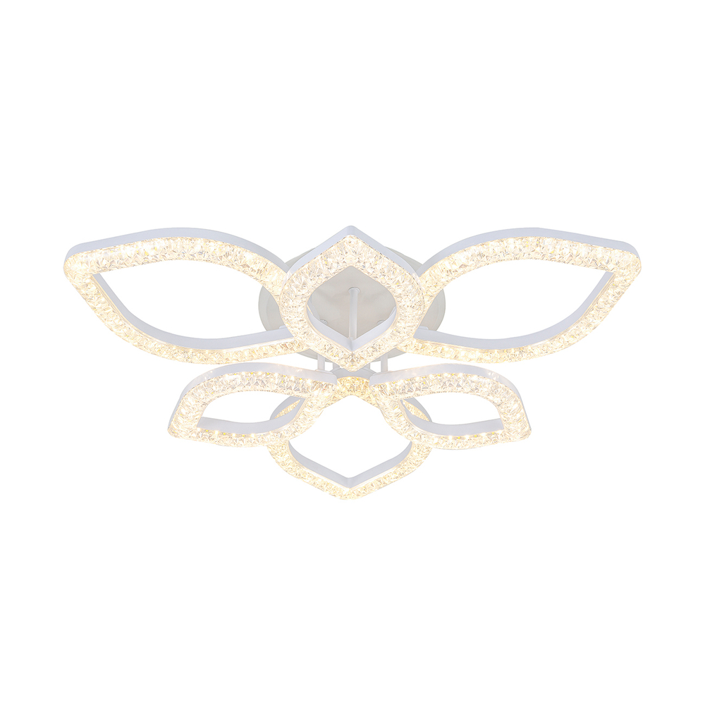 Потолочный светодиодный светильник 100Вт, 7000лм, 3000-6000K, Ra>80, плавная регулировка мощности, изменение цветовой температуры, пульт, металл/акрил, белый/прозрачный