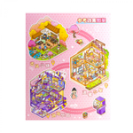 Румбокс, наклейки для творчества - антистресс блокнот, 200*265 мм, "Animal Party", розовый, XXL, 3D стикеры, 6 комнат, в комплекте пинцет, пакет с европодвесом