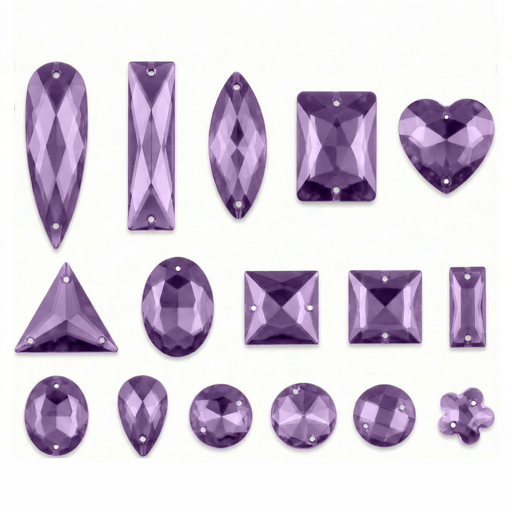 Набор пришивных стеклянных страз “Tanzanite” (микс форм)