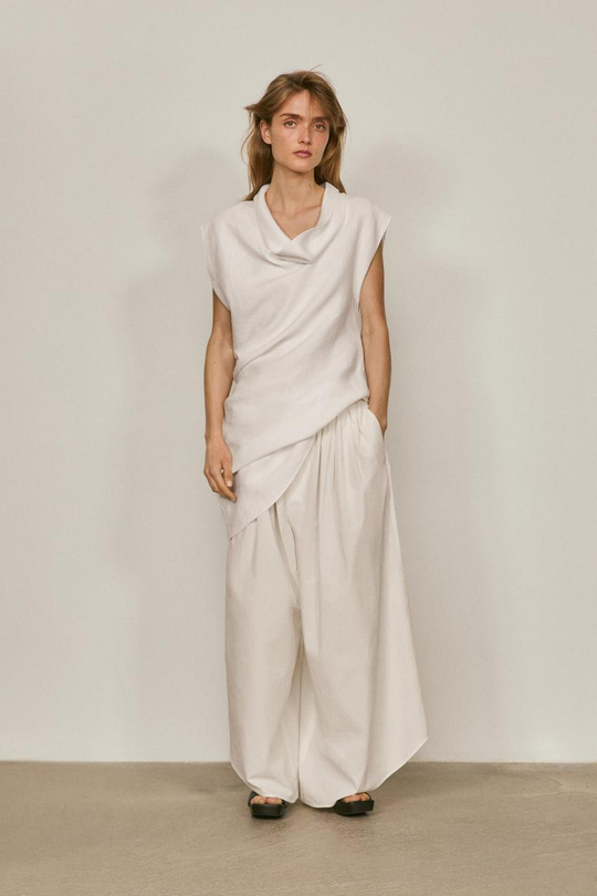 Massimo Dutti Плиссированные брюки-кюлоты - Limited Edition, экрю