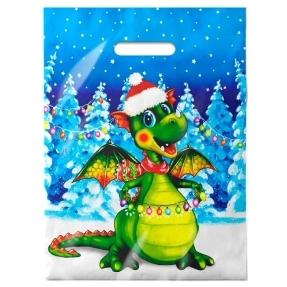 Пакет ПЭ с вырубной ручкой 30х40 (30) Интерпак НГ (Дракоша) Россия