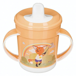 Поильник с ручками и декором, 320мл (оранжевый)