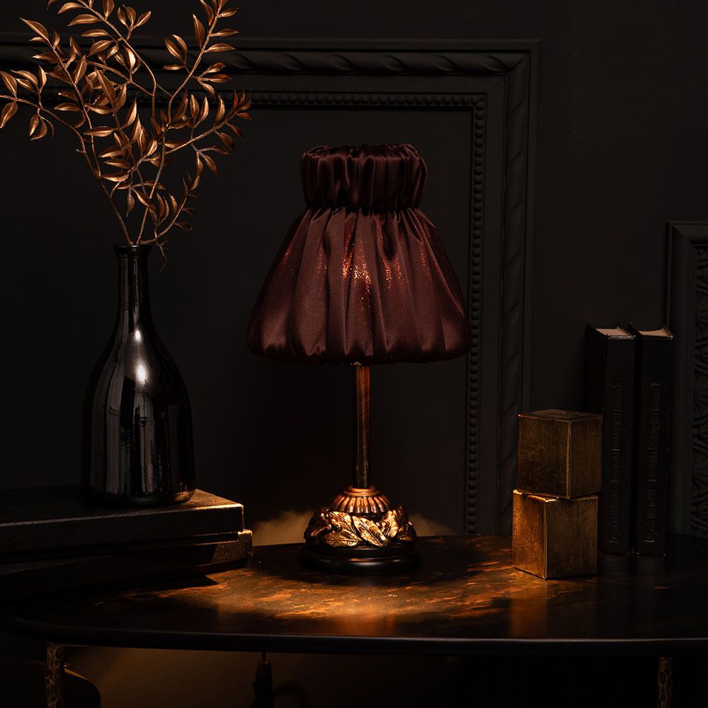 Настольная лампа Лоретт Бронза с абажуром Адель Шоколад