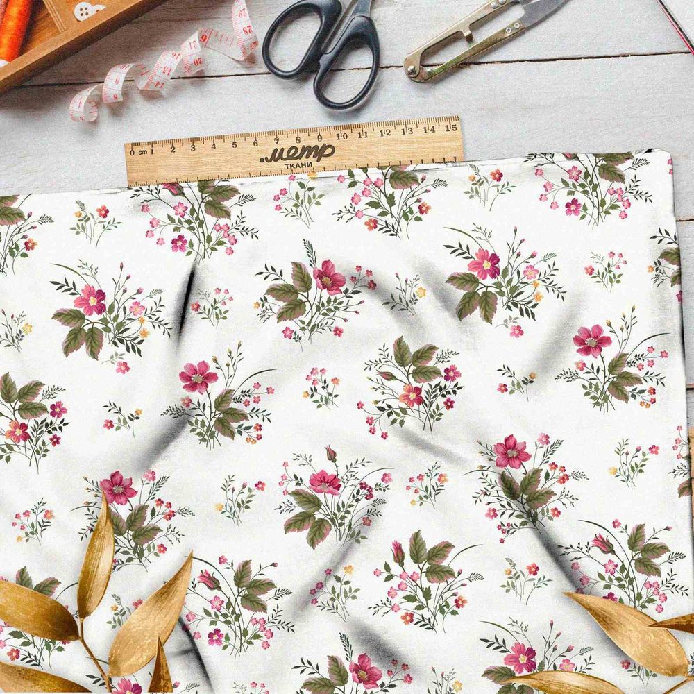 Ткань шелк Армани нежные букеты