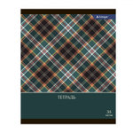 Тетрадь 36 л., А5, линия, Alingar "Шотландская клетка", скрепка, второй блок 60г/м2, мелованный картон (стандарт), 4 дизайна в пленке т/у