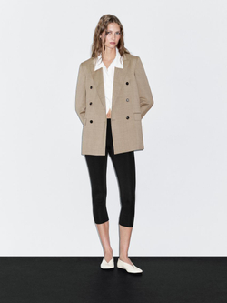 Massimo Dutti Двубортный пиджак из 100% шерсти, бежевый