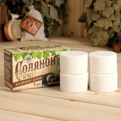 Набор из 4 соляных брикетов с ароматом эвкалипта Хозяину бани (Цвет: не задано)