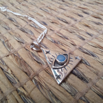 Подвеска ОКО с цепочкой, серебро/опал