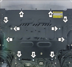 Защита стальная 2 мм Д, КПП FAW Bestune B70 MOTODOR.73902
