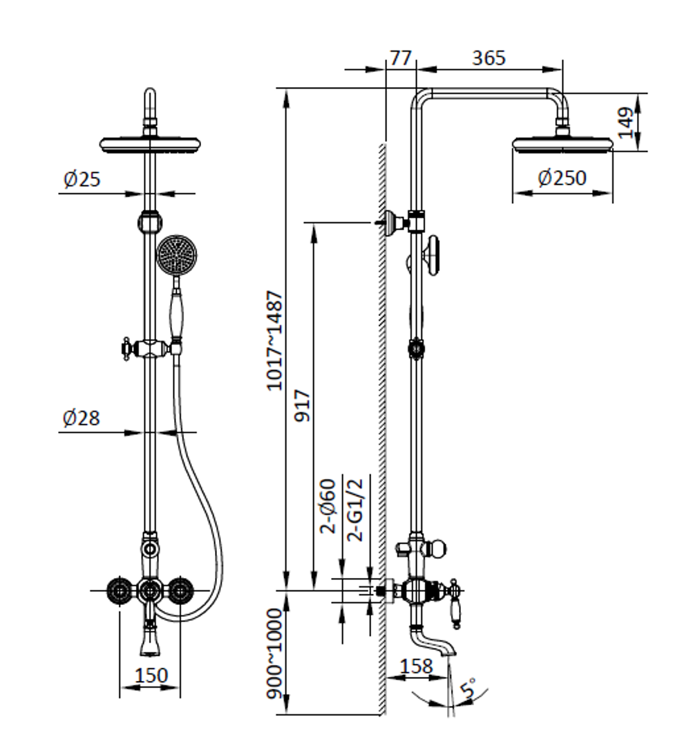 Душевая система AltroBagno Opera 030206 Or