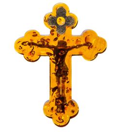 Народные промыслы AM-1262 Фигурка «Распятие Иисуса Христа» (латунь, янтарь)