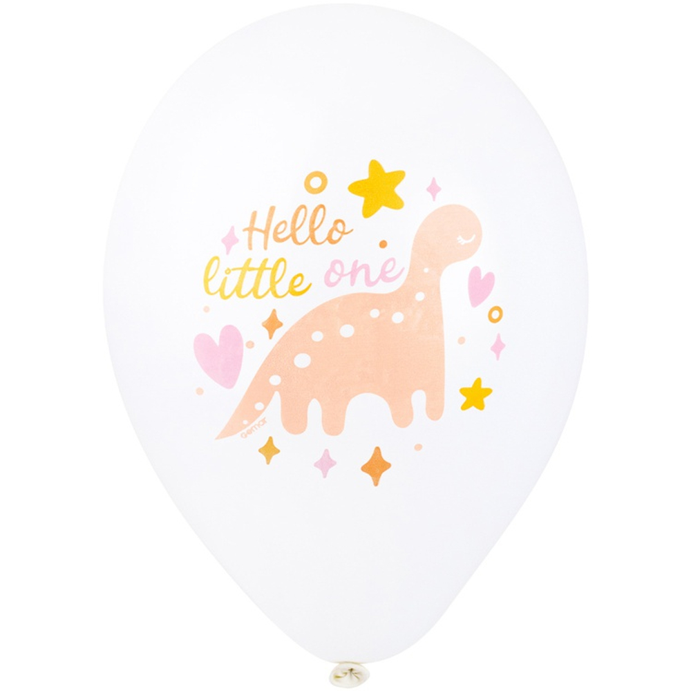 Шар латексный 35см Boho Динозаврик (Белый)