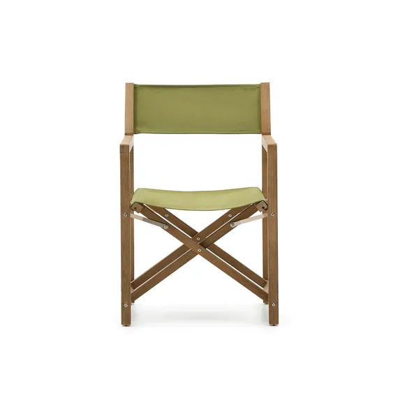 Складной стул Vilara для улицы из акации и текстиля зеленого цвета
