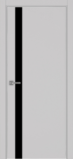 Межкомнатная дверь Optima Porte НЕАПОЛЬ 211 Чёрное стекло, Алюминиевая кромка SC (матовое серебро) с 4-х сторон