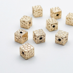 Бусина Куб, цвет золото, размер 6 мм, цена за 1 шт