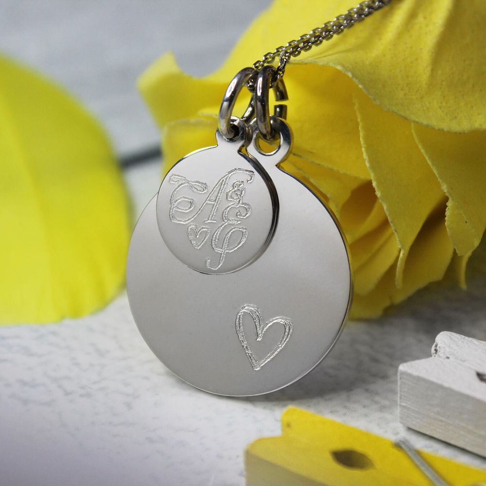 Двойной кулон подвеска из серебра с гравировкой на заказ