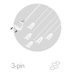 Разветвитель сетевой для линейных светильников ЭРА 5х IEC C5 3pin 2m для подключения 5 светильников | Аксессуары для фито светильников