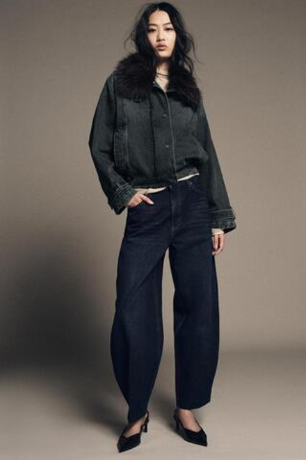 ZARA ДЖИНСОВАЯ КУРТКА-БОМБЕР — ZW COLLECTION, СИНИЙ