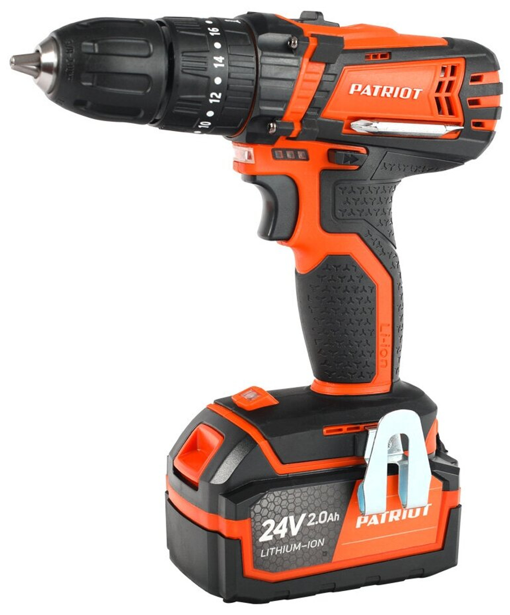 Дрель-шуруповерт акк. PATRIOT BR 241ES-h,24В, 2,0 Ач, 33Нм, УДАРНЫЙ,кейс (180201246)