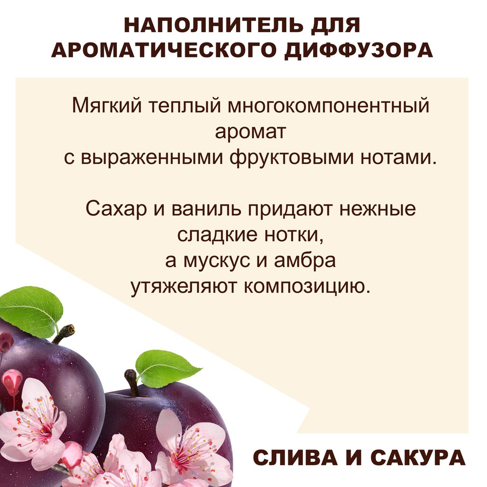 СЛИВА И САКУРА- Наполнитель для ароматического диффузора