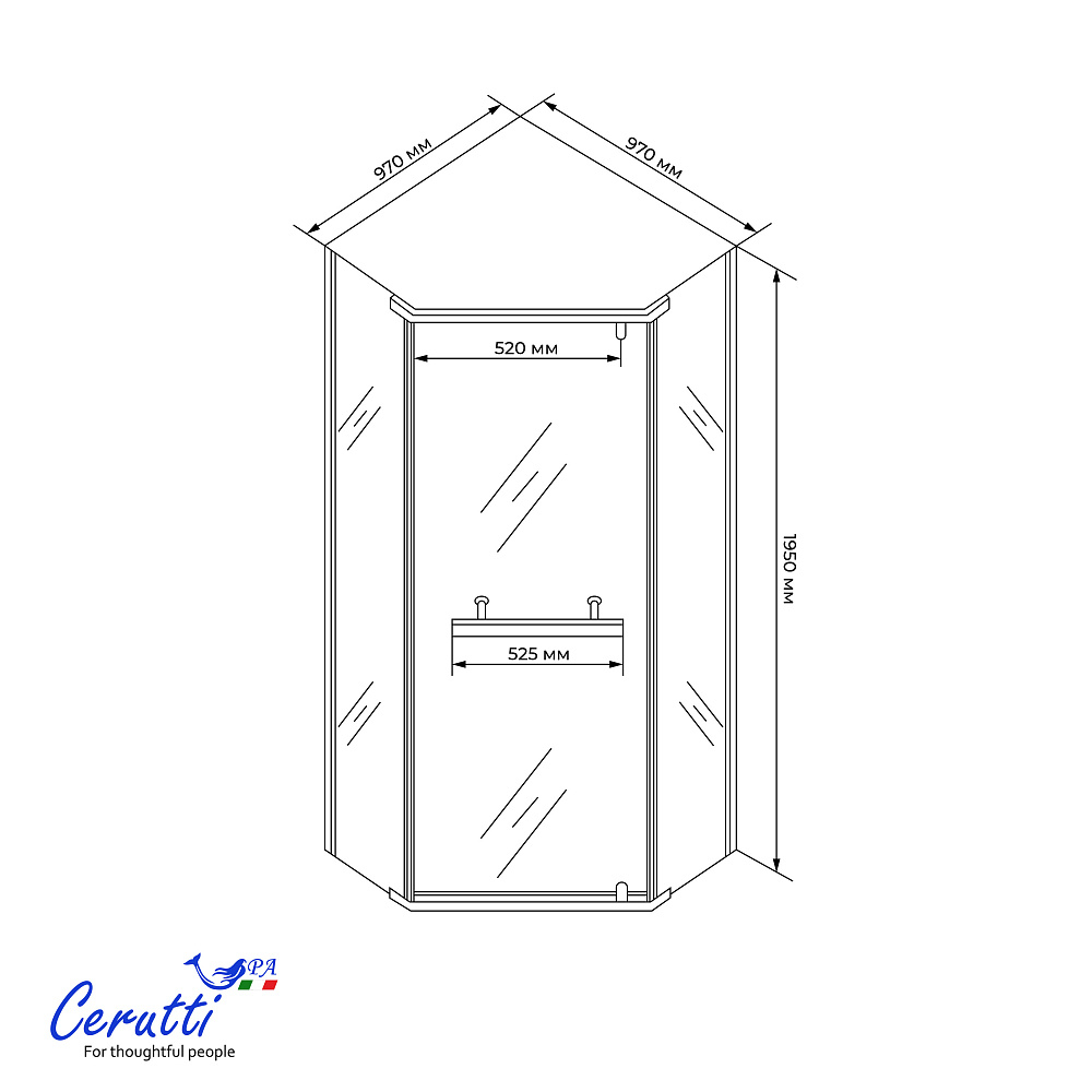 Душевое ограждение Ceruttispa ЧИКА (CHIKA) ZP101B (100x100x195)
