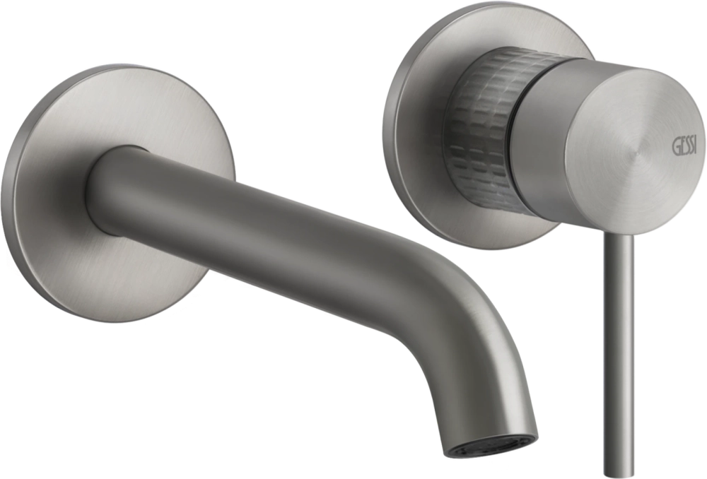 Смеситель Gessi316, однорычажный, на 1 выход, встраиваемый, ⌀65хh114 мм, внешняя часть, цвет Steel Brushed