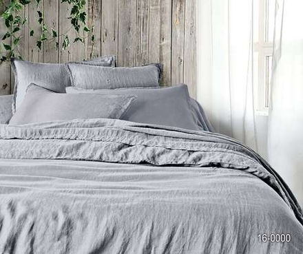 КПБ Дуэт с простыней на рез. 180х200 ВАРЕНЫЙ ХЛОПОК "Серый меланж"