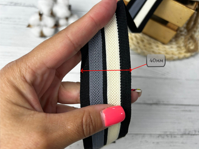 Лампас ТРИКОТАЖНЫЙ серо/беж 4см